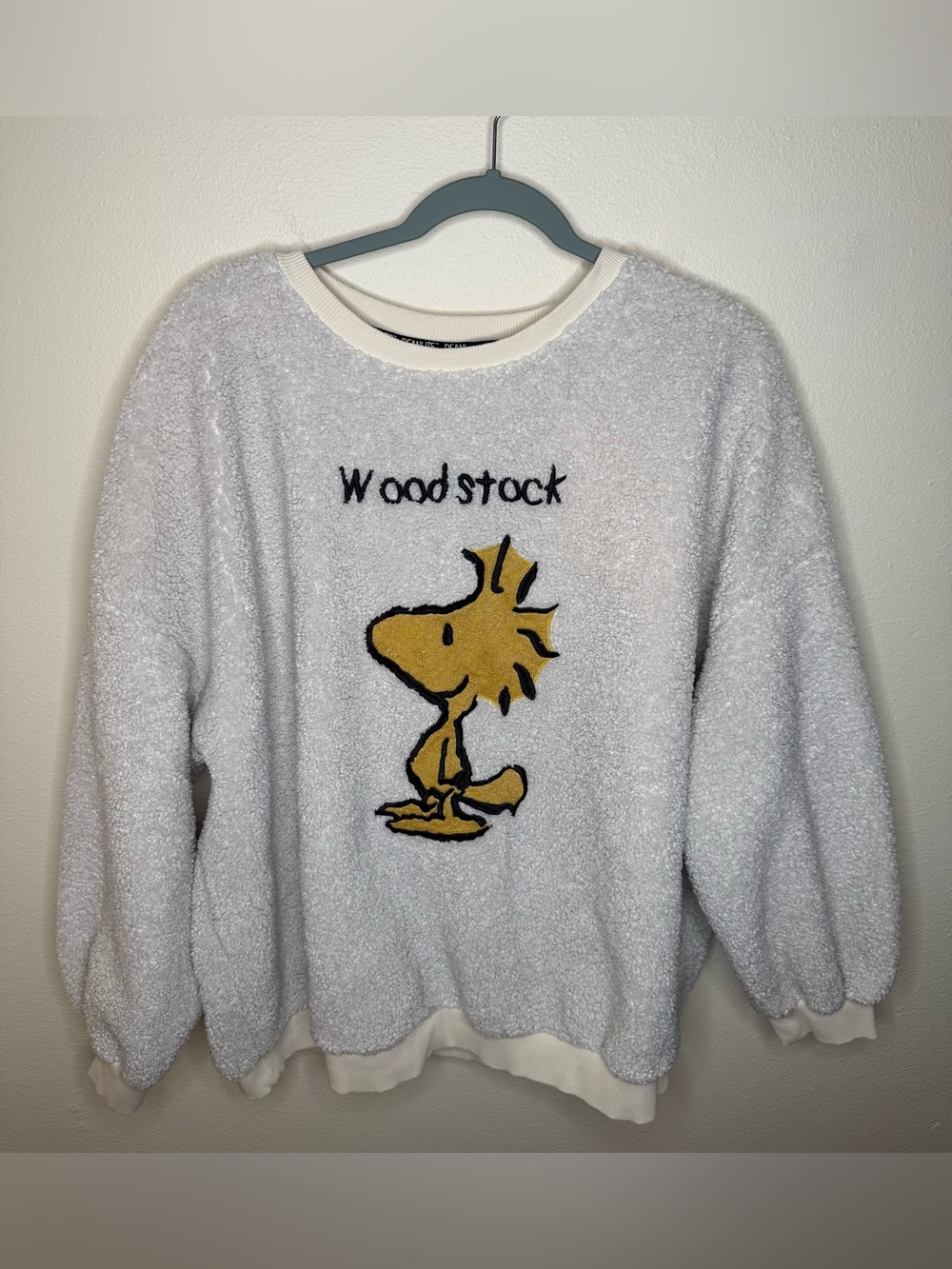 ONLY x Peanuts Woodstock Sherpa Teddy Sweatshirt Large Embroidered 2019